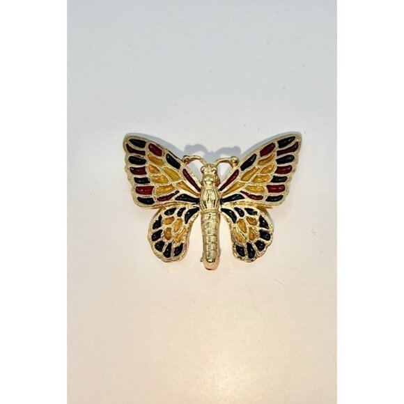 Vtg 70s Napier Plique a Jour Enamel Butterfly Brooch Pin Runway Ad Couture RARE - Picture 3 of 7